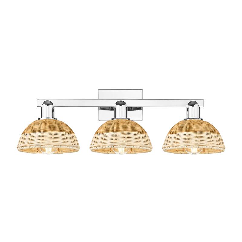 Innovations Lighting Downtown Urban - Natural Ballston Dome - 3 Light 26" Bath Vanity Light with Basketweave Shade