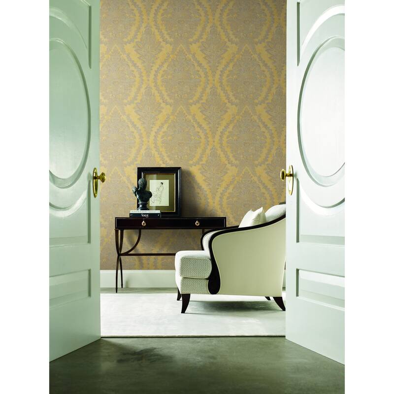 Steward, Charleston Damask Wallpaper, 27 in x 27 ft = 60.75 sq ft, Wallpaper Roll