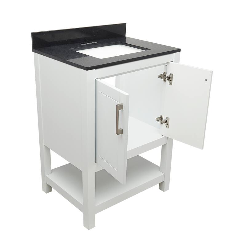 Taos 25" Bathroom Vanity with Cultured Marble Vanity Top Sink in White with White Basin