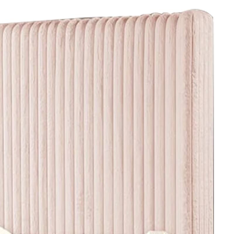 Wolo Twin Size Bed, Pink Channel Tufted Fur Chenille Upholstery