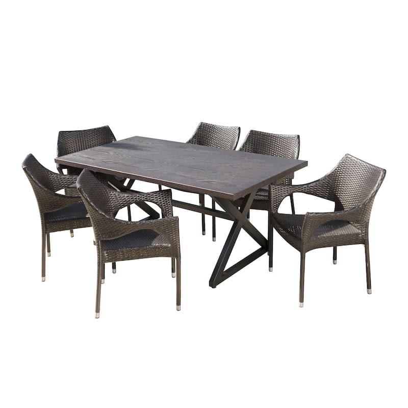 Grayson PE Wicker/ Aluminum/ Iron Outdoor 7-piece Dining Set by Christopher Knight Home
