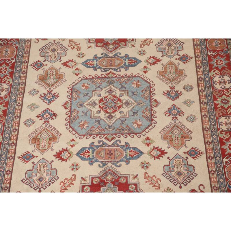 Geometric Kazak Oriental Area Rug Hand-Knotted Traditional Wool Carpet - 8'5"x 11'4"