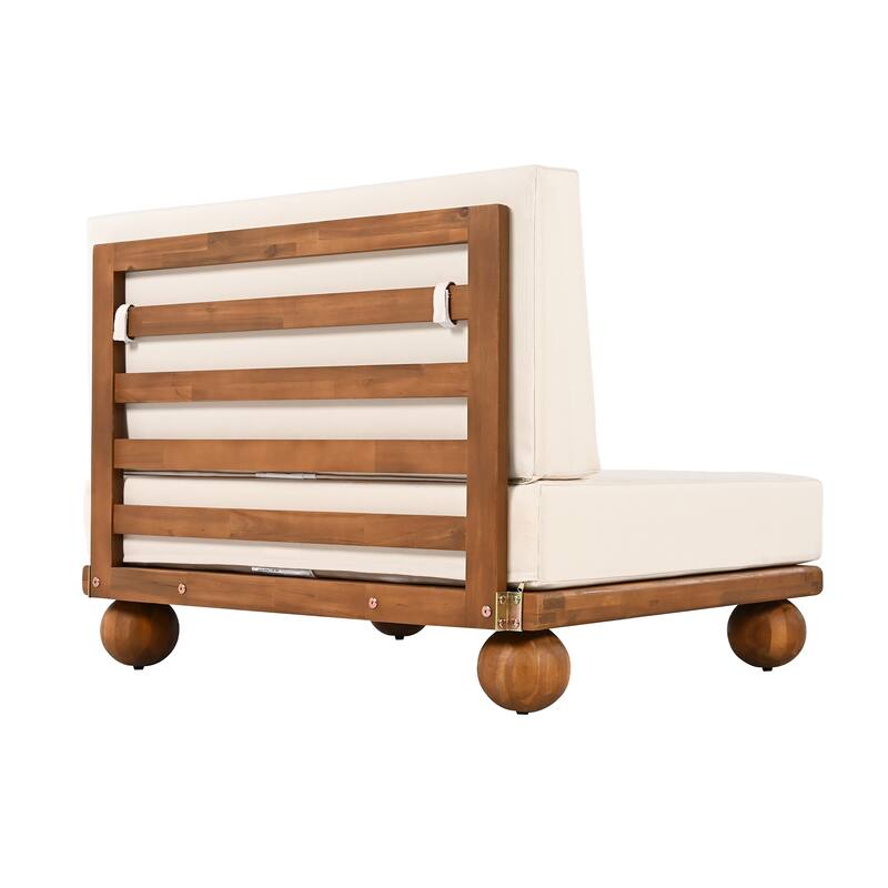 Scott Living Dulcie 4 Piece Outdoor Acacia Wood L Shape Setional Sofa with Removable Cushions