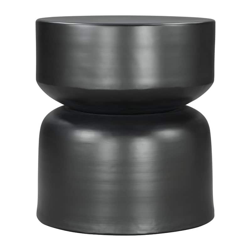 HomeRoots 20" Black Iron Round Drum End Table - 19' X '20.1' X '19