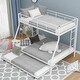 preview thumbnail 1 of 31, Twin over Full Bunk Bed with Two-Side Ladders, Full-Length Guardrail, Metal Bed Frame w/Twin Size Trundle, No Box Spring Needed White
