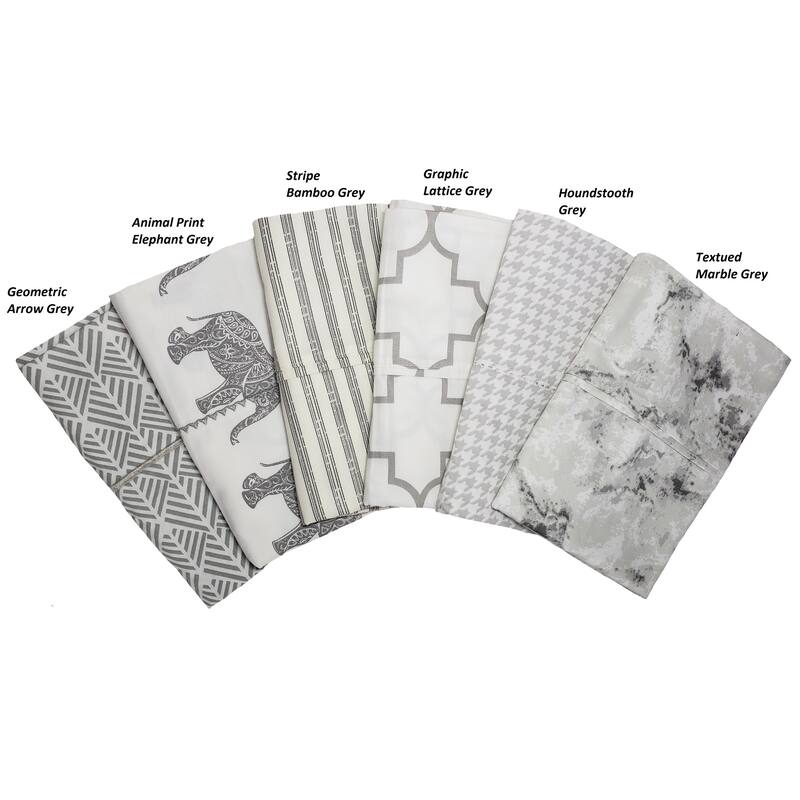 Melange Pick Gray Printed Cotton Collection 400 Thread Count Sheet Set