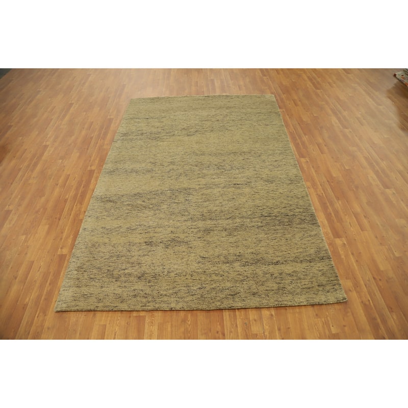 Hand Knotted Oriental 100% Wool Carpet Modern Modern Beige & Ivories Gabbeh Area Rug - 9' 6'' X 6' 5''