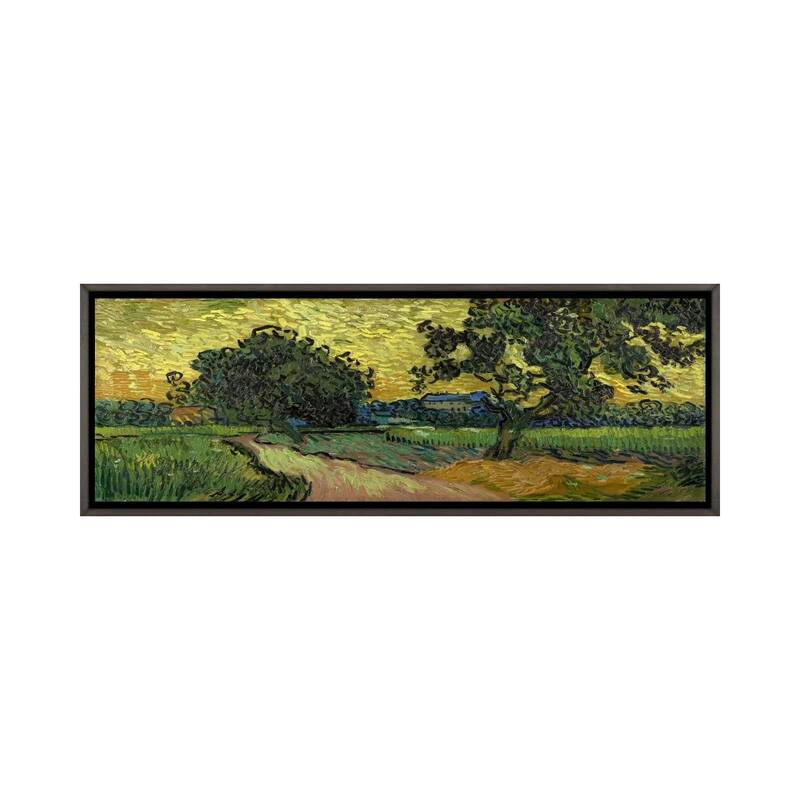 iCanvas "Landscape at Twilight" by Vincent van Gogh Framed - 16x48 - Charcoal