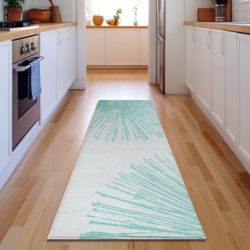 Premium Washable Super Soft Abstract Blast Mayfield Rug - Teal - 2' 3" x 7' 6" - Runner