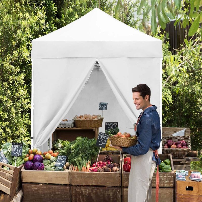 EAGLE PEAK 5x5 Instant Canopy with 4-Side Wall Panels, Small Pop up Portable Canopy Tent with Carry Bag