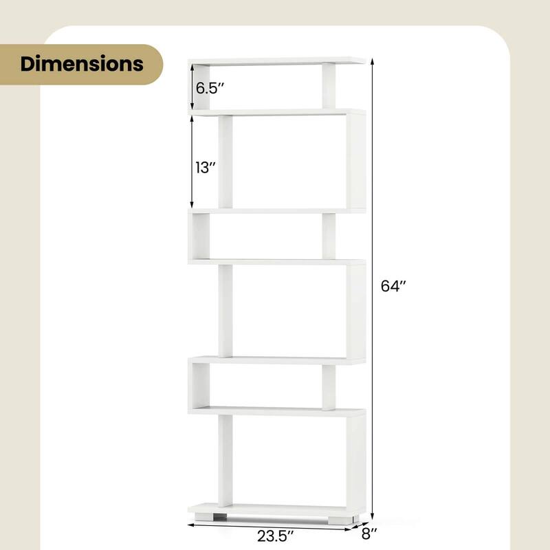 Costway 2 PCS Bookcase 6-Tier Bookshelf with Anti-Tipping Kit - See Details