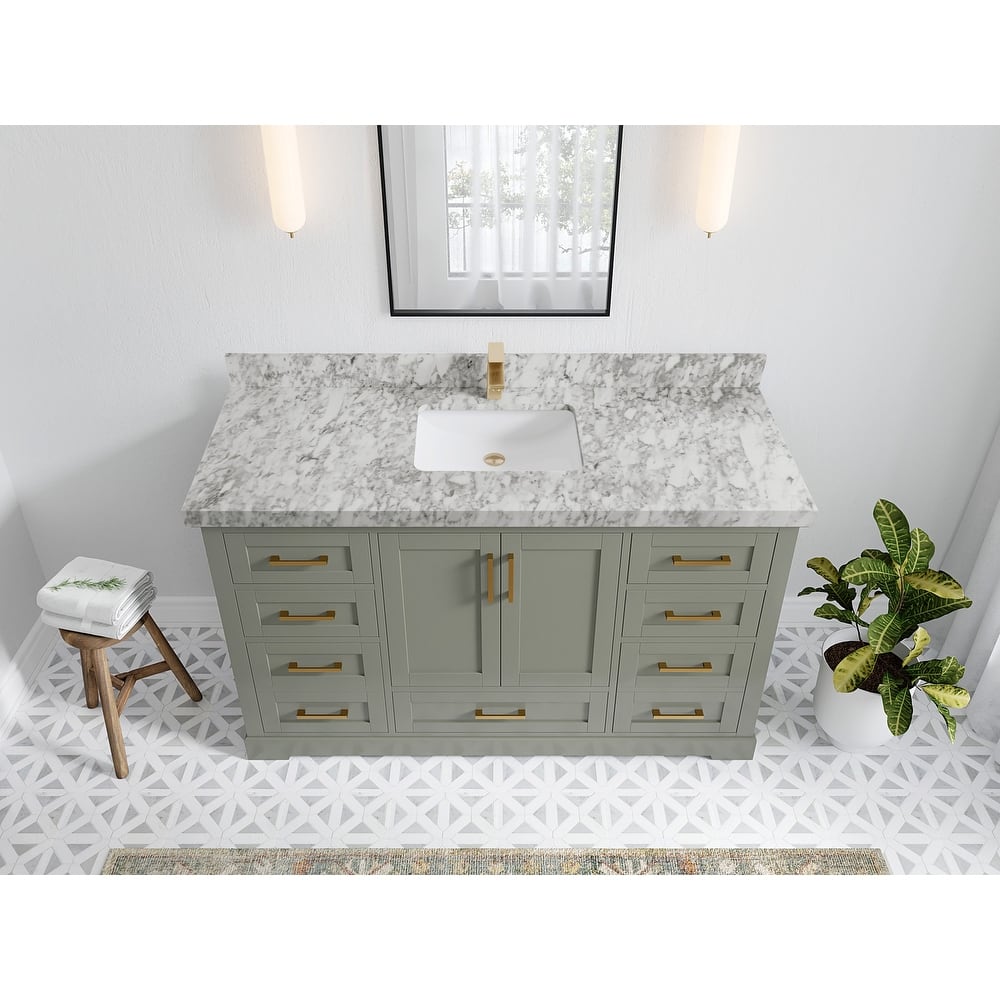Willow Collection 60 in W x 22 in D x 36 in H Boston Single Bowl Sink Bathroom Vanity with Countertop