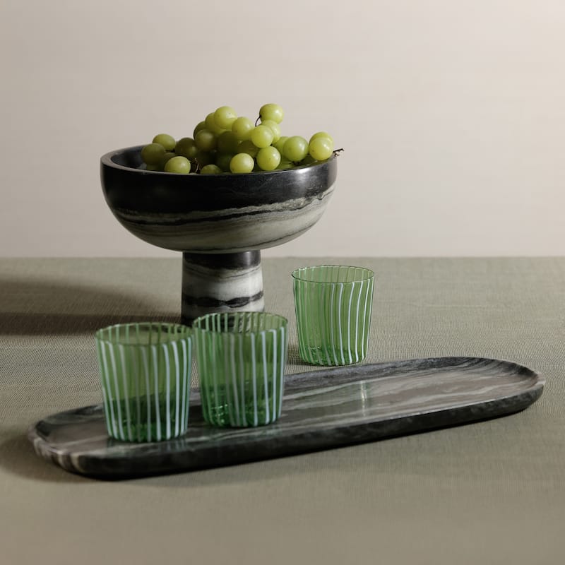 Marina White Stripe Glass Tumblers, Set of 6