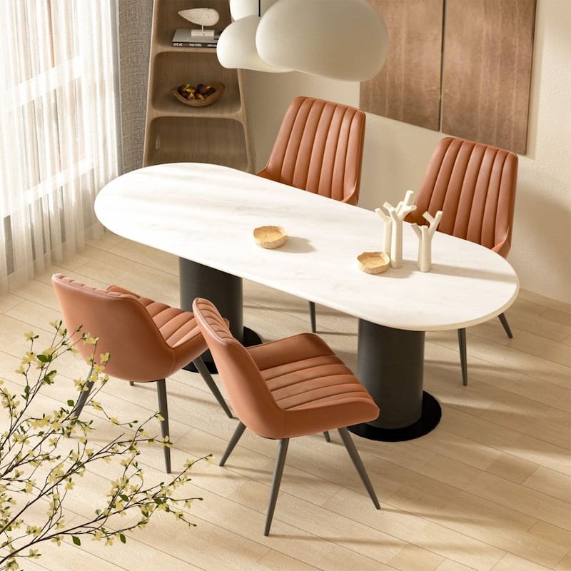 Set of 2 Dining Chairs with Black Metal Legs
