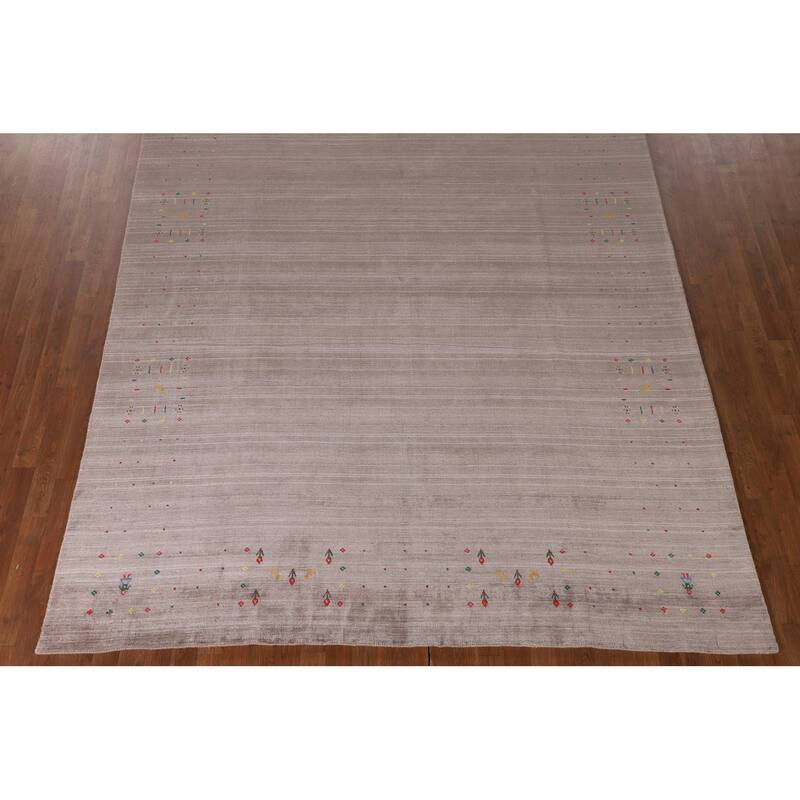 Striped Gabbeh Oriental Area Rug Handmade Wool Carpet - 7'10" x 9'8"