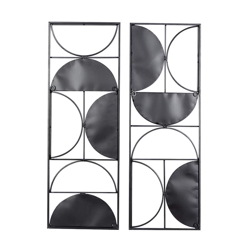 Metal Geometric Carved Designs Home Wall Decor - Set of 2 Brown - Roche River Decor
