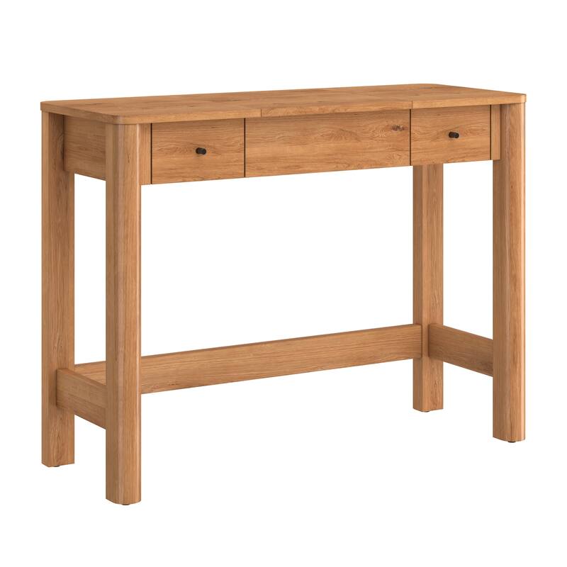 Walker Edison Modern Vanity with LED Light and Drawer Storage - English Oak