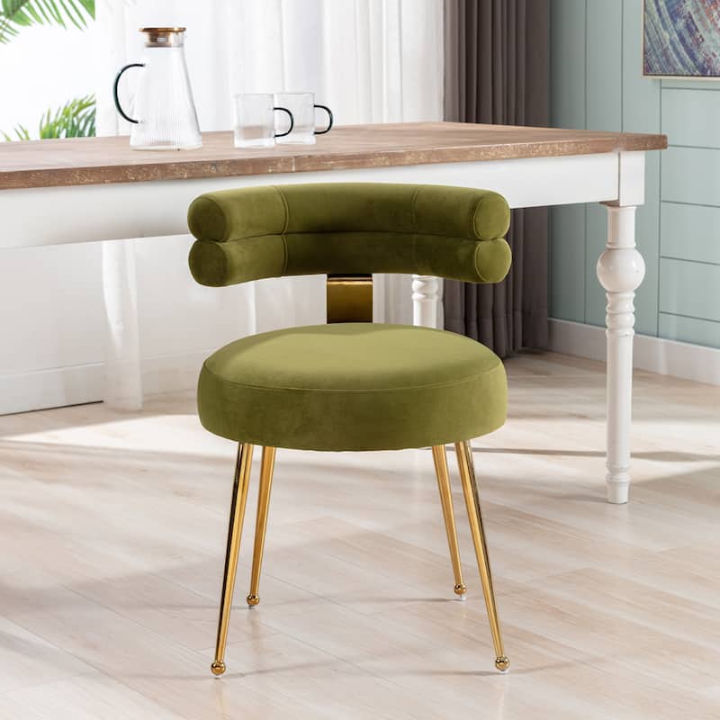 Velvet light luxury dining chairs, metal leisure chairs with backrest,sets of 2