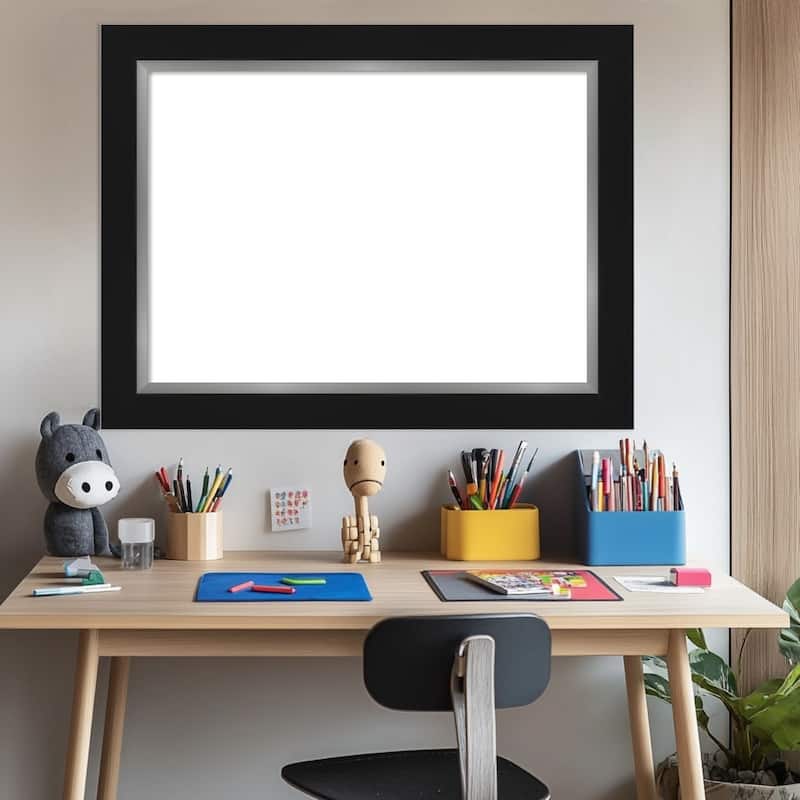 Amanti Art Eva Black Silver Framed Dry Erase Magnetic Board