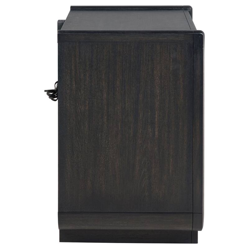 Leandro 2-drawer LED Nightstand with USB Burnished Black