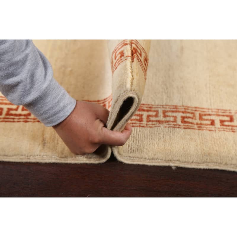 Geometric Bordered Wool Gabbeh Kashkoli Oriental Area Rug Hand-knotted - 3'2" x 5'4"