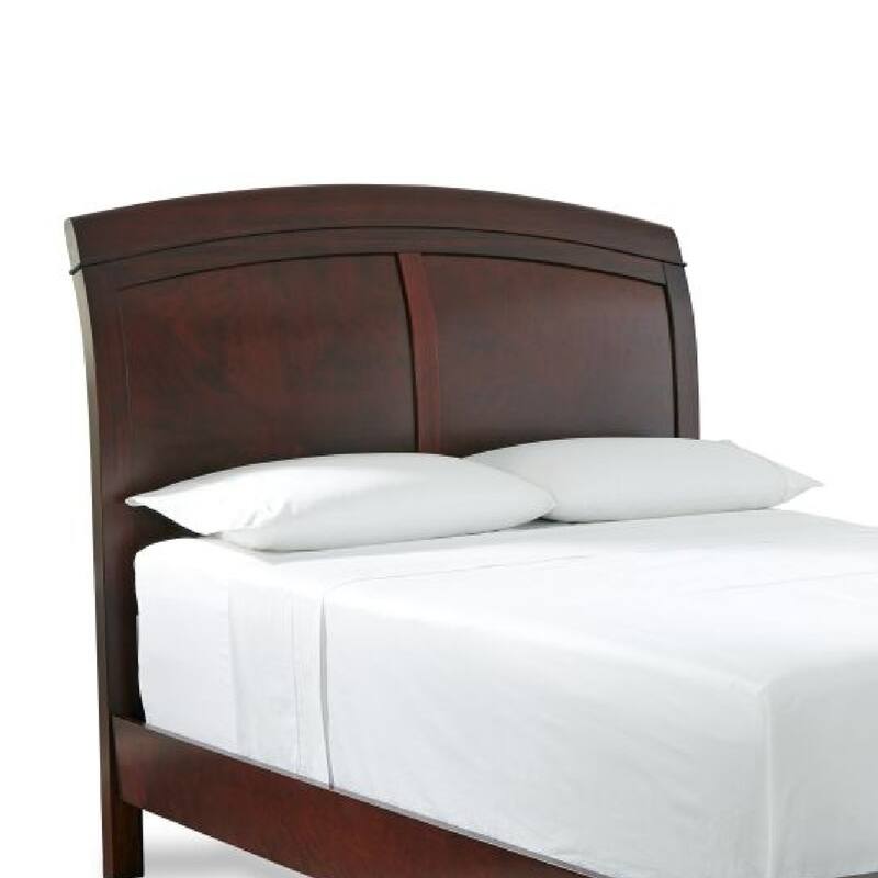 Kyle Soild Wood Low Profile Full Bed with Sleigh Headboard, Cherry Brown