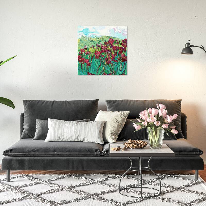 Wynwood Studio Canvas Floral and Botanical Wild Flowers Green and Dark Red Modern & Contemporary Wall Art Canvas Print - 20 x 20