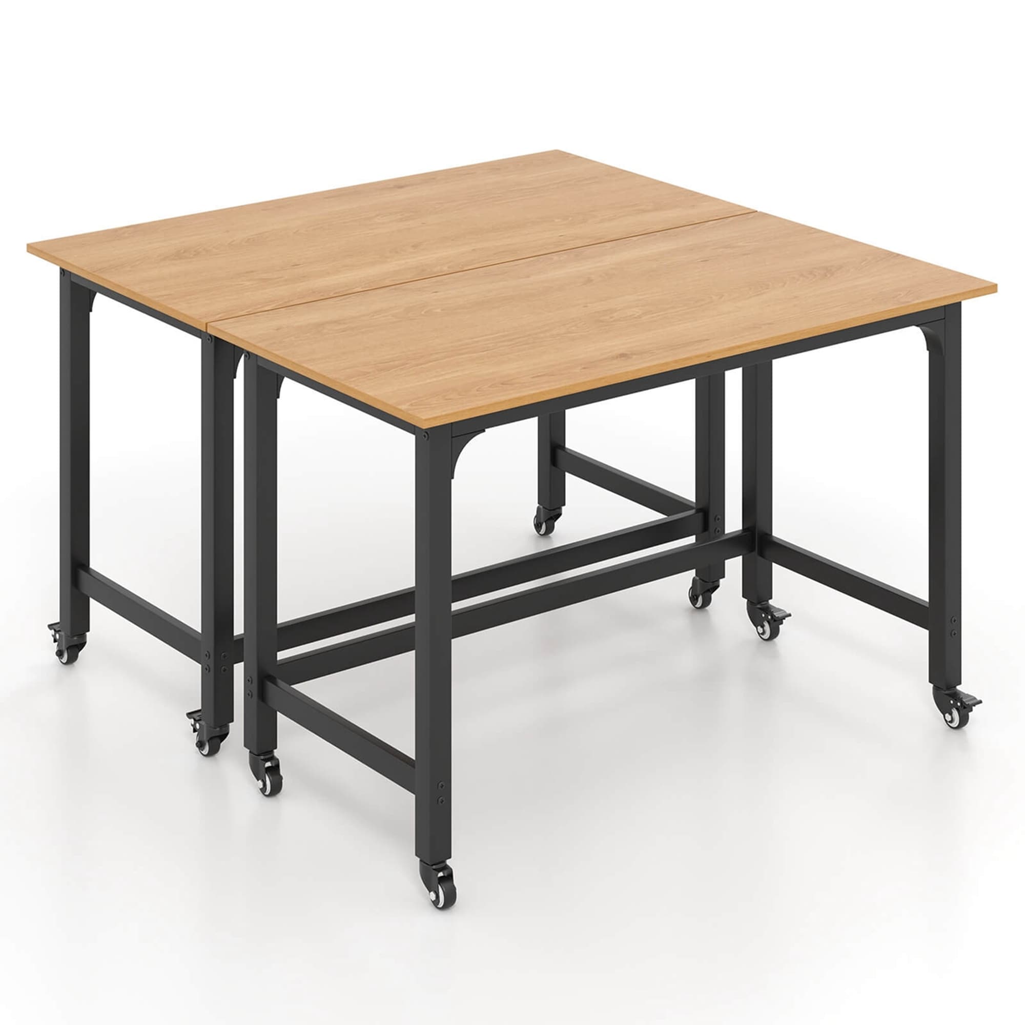 Costway 1/2/4 PCS Rolling Computer Desk Metal Frame PC Laptop Table