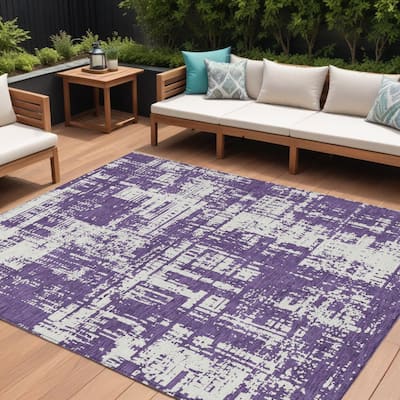 HomeRoots Abstract Transitional Rectangle Outdoor Rug