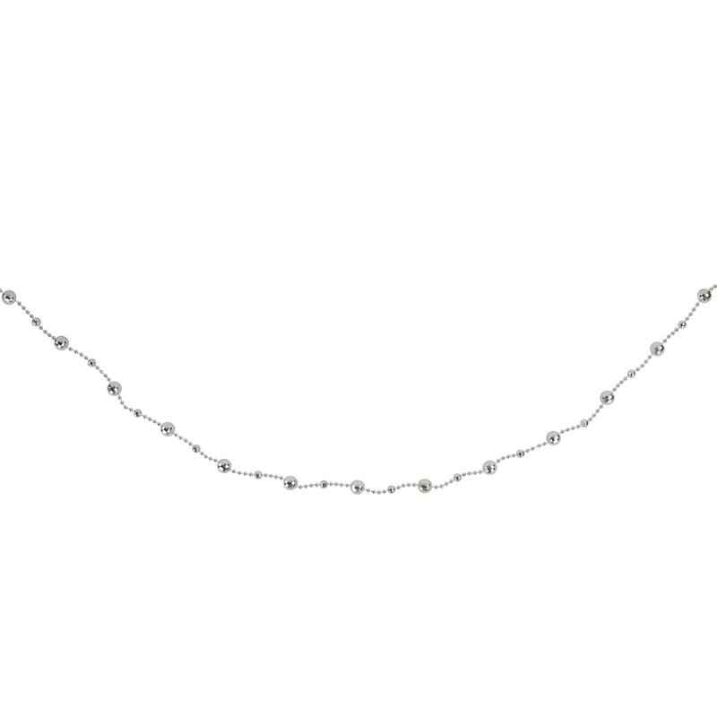 Shiny Mirrored Disco Ball Beaded Christmas Garland - 15' x .5" - Silver - Unlit