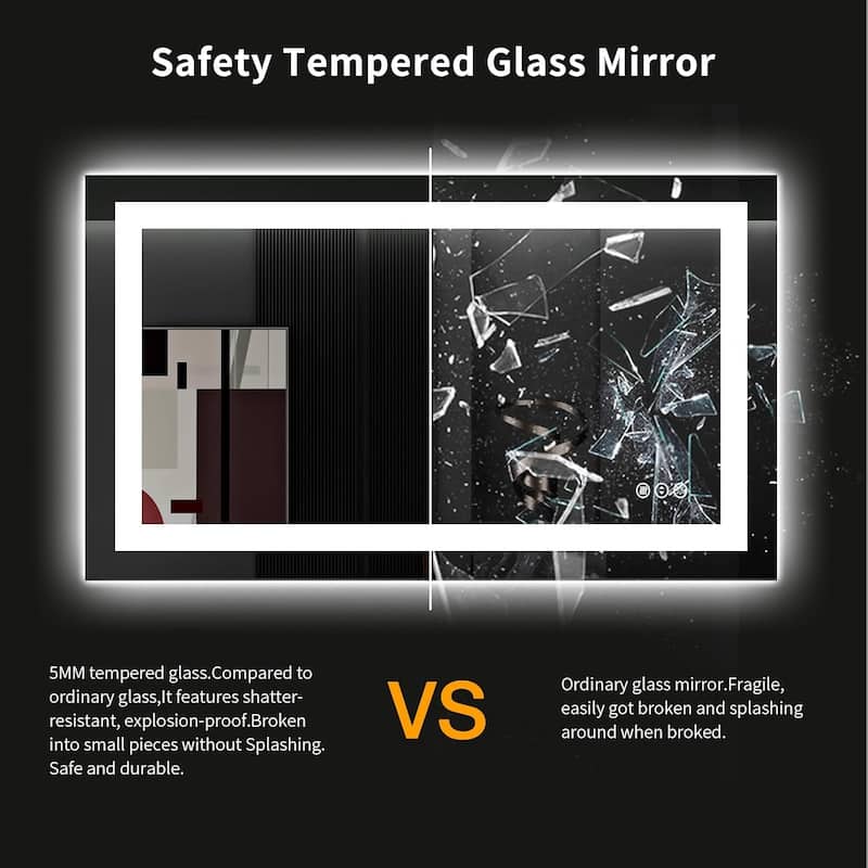 40x24 Inch Frameless LED Bathroom Mirror,Smart Mirror - White