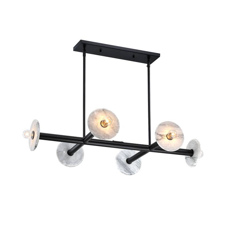 Fina 6-Light Matte Black Modern Linear Chandelier for Dining Areas - 37.75