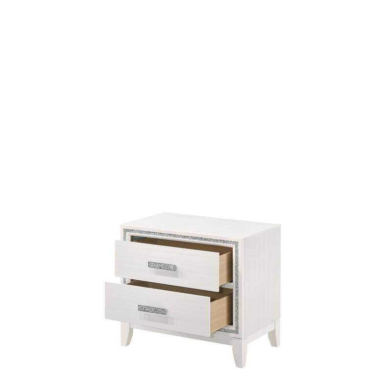 White Finish Nightstand with Two Spacious Drawers