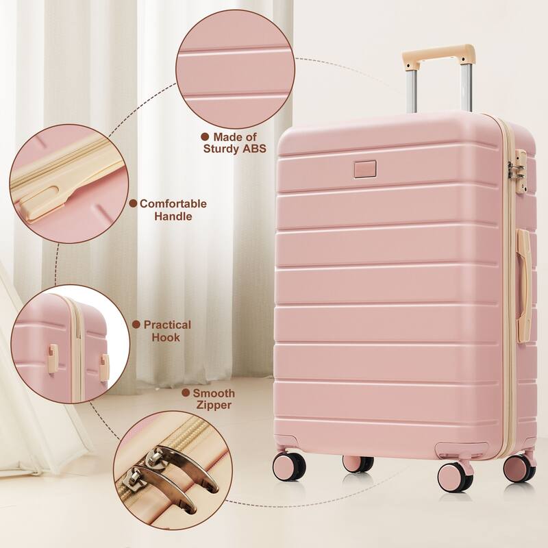 3-Piece, 20, 24, 28-Inch Modern Premium Luggage with TSA Lock and 360° Spinner Wheels, for Boarding Travel, Pink