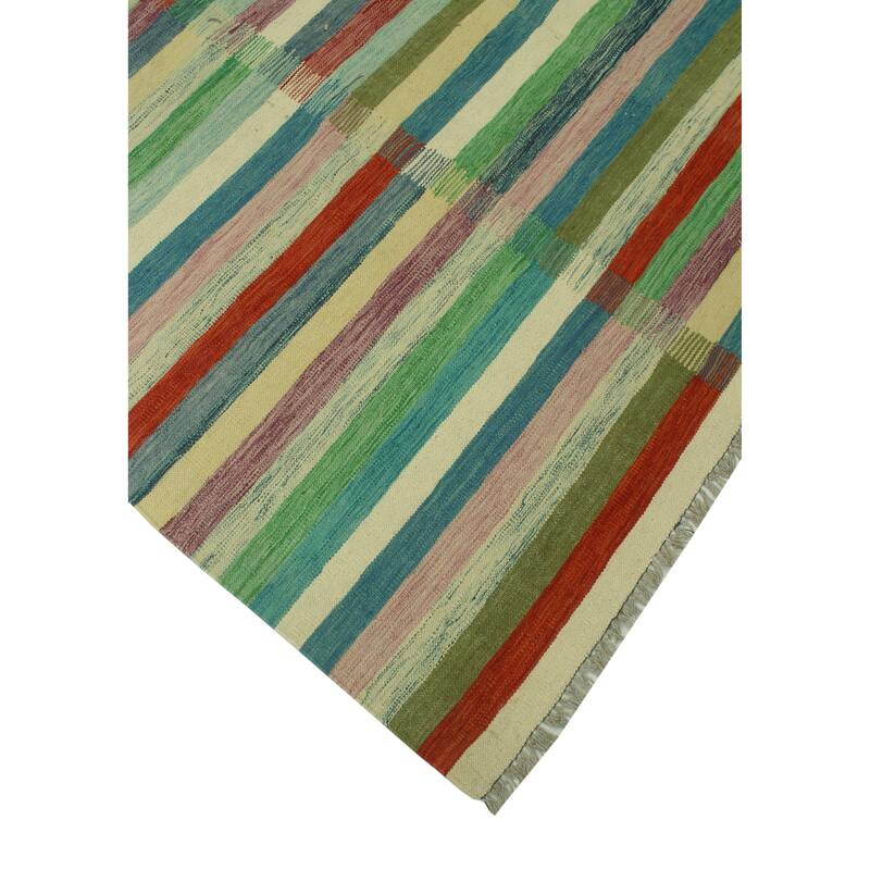 Hand-Woven Winchester Kilim Maryeli Ivory/Rust Rug - 6'6" x 10'0"