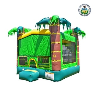 JumpOrange Tropical Commercial Grade Inflatable Bounce House with Air Blower, Outdoor Play, Kids Party, 15oz PVC Vinyl