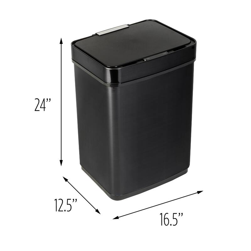 50L Black Stainless Steel Motion Sensor Trash Can