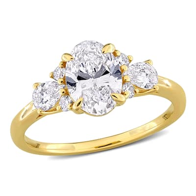 1 3/4ct TW Multi-Shaped Lab-Grown Diamond Ring with Side Stones in 14k Yellow Gold