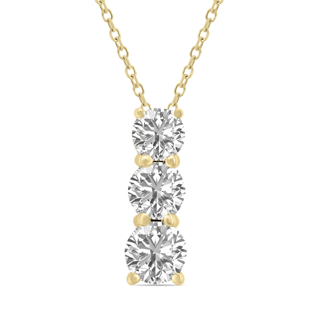 Marquee 1 CTW Lab Grown Diamond Three Stone Pendant in 14K Yellow Gold
