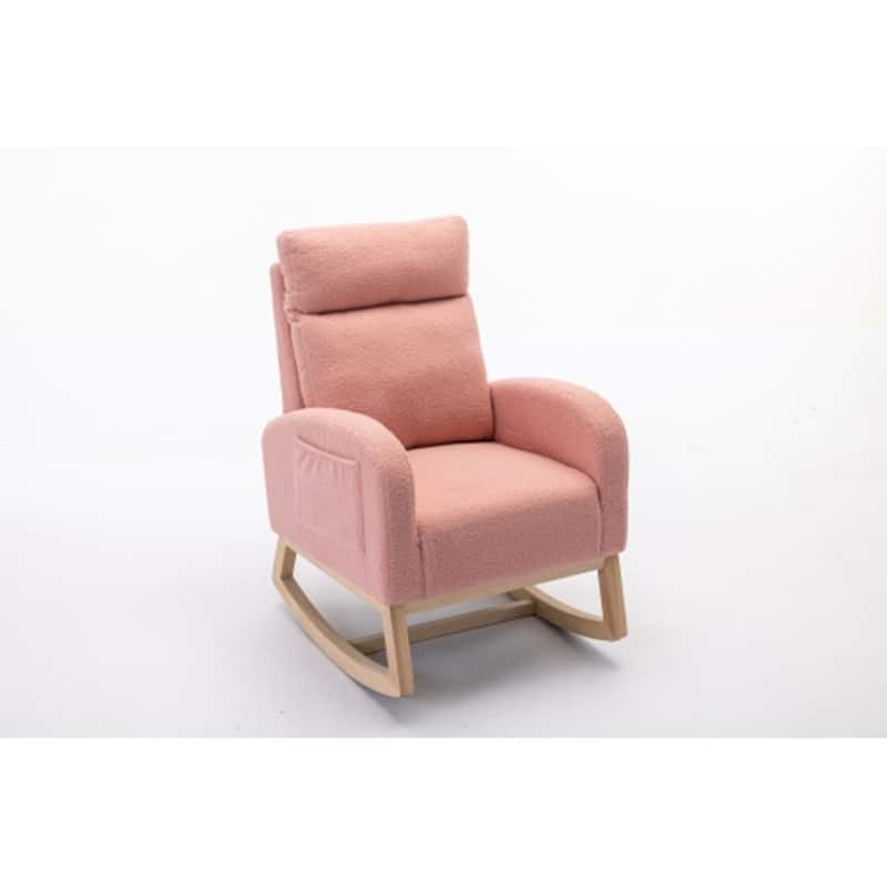 Teddy Fabric Rocking Chair With Right Pocket