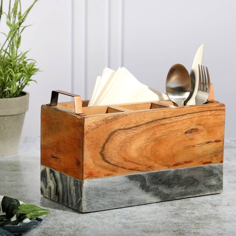 Laurie Gates California Designs Marble and Wood Salad Server Holder