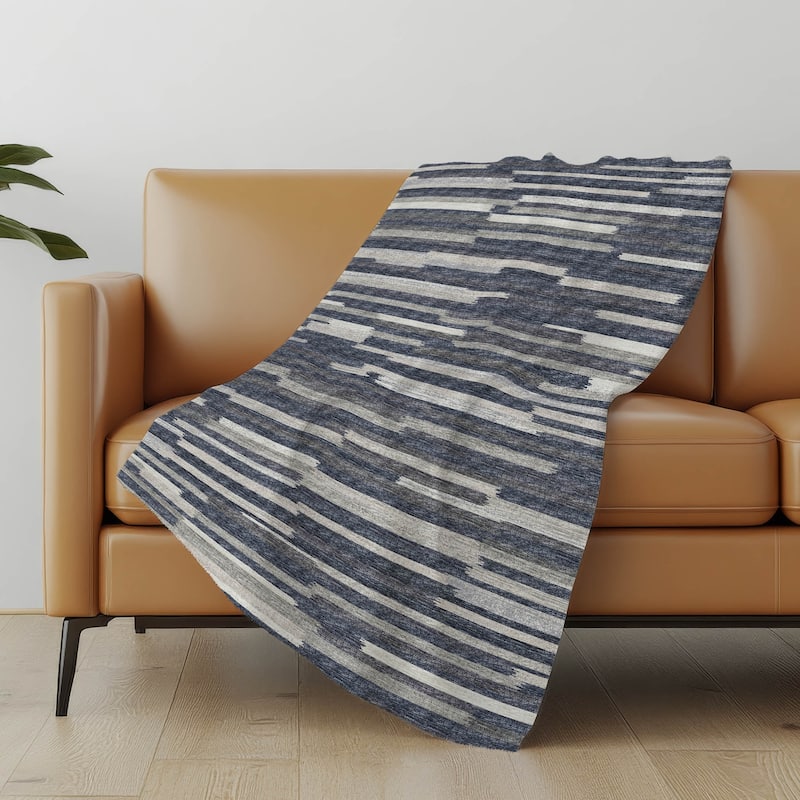 Premium Machine Washable ASB114 Modern Stripes Sherpa Throw Blanket - Gray - 4'2" x 5'10"
