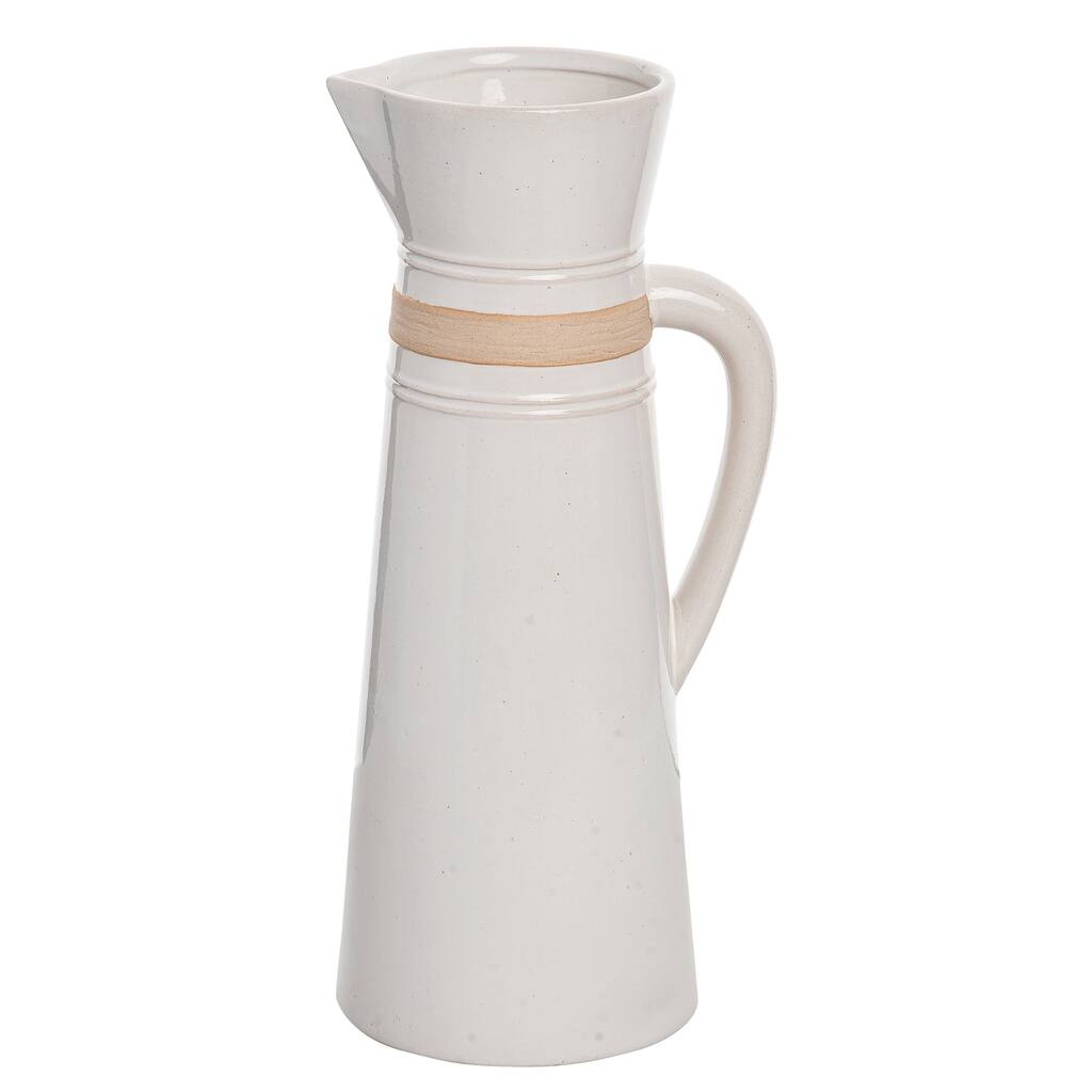 Ground Pitcher Transpac Ceramic 13 in. White Everyday Common Ground Pitcher ...