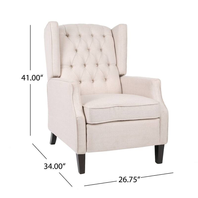 Modern Fabric Recliner with Wingback Design and Tufted Upholstery by Christopher Knight Home
