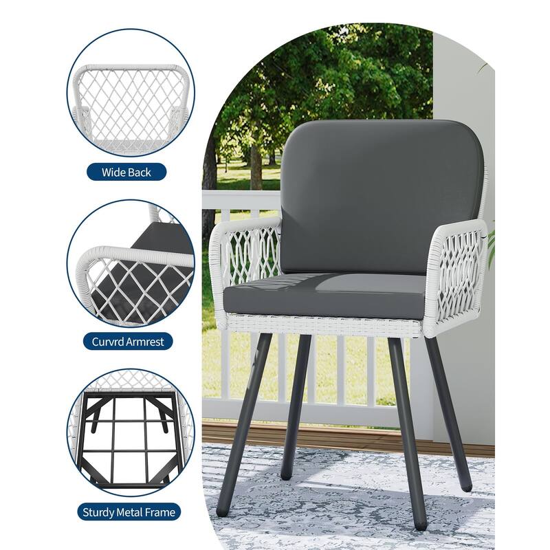 Outdoor Cast Aluminum Patio Chairs Dining Chairs of 2 with Cushion with Adjustable Foot Pads