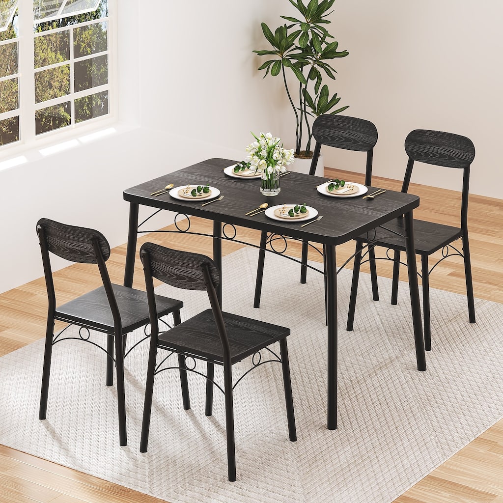 Javlergo 5 Piece Space-Saving Dining Table Set Kitchen Wood Table and Chairs for 4 Dining Room Sets