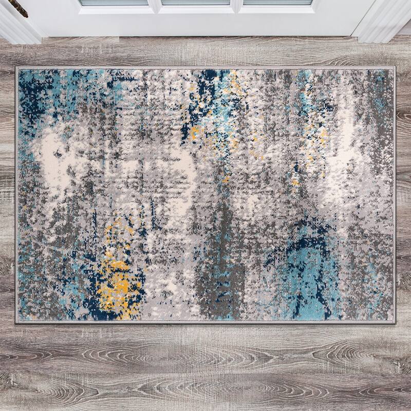 World Rug Gallery Geneva Contemporary Distressed Absract Area Rug