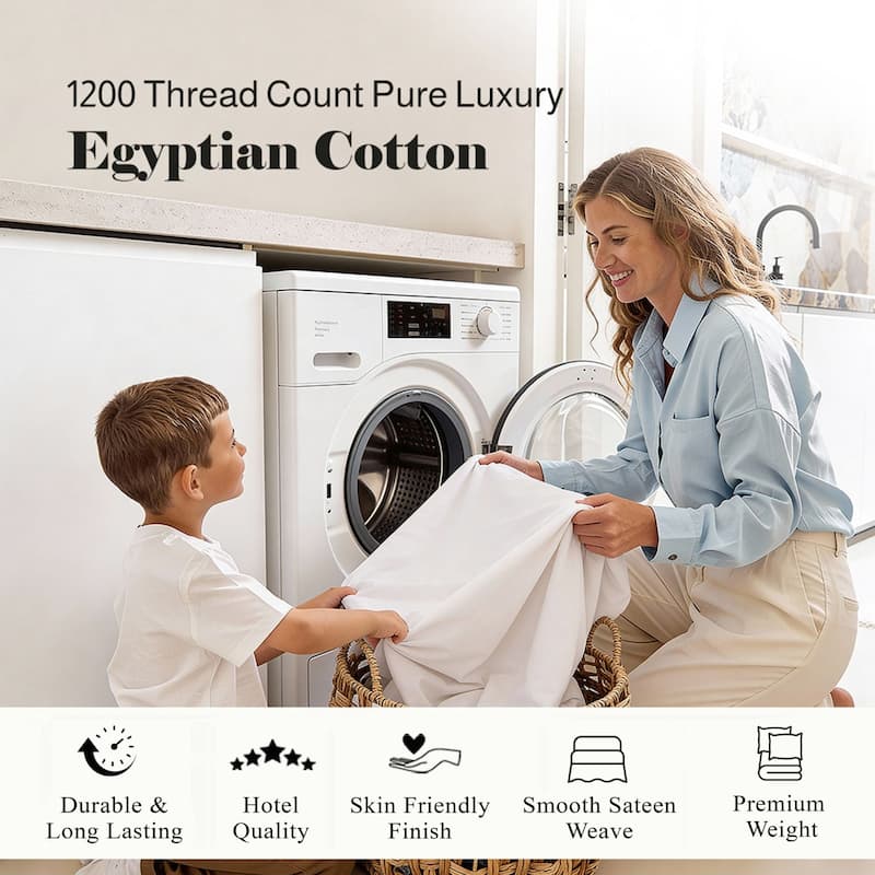 Blue Nile Mills 1200 Thread Count Egyptian Cotton Deep Pocket Sheet Set