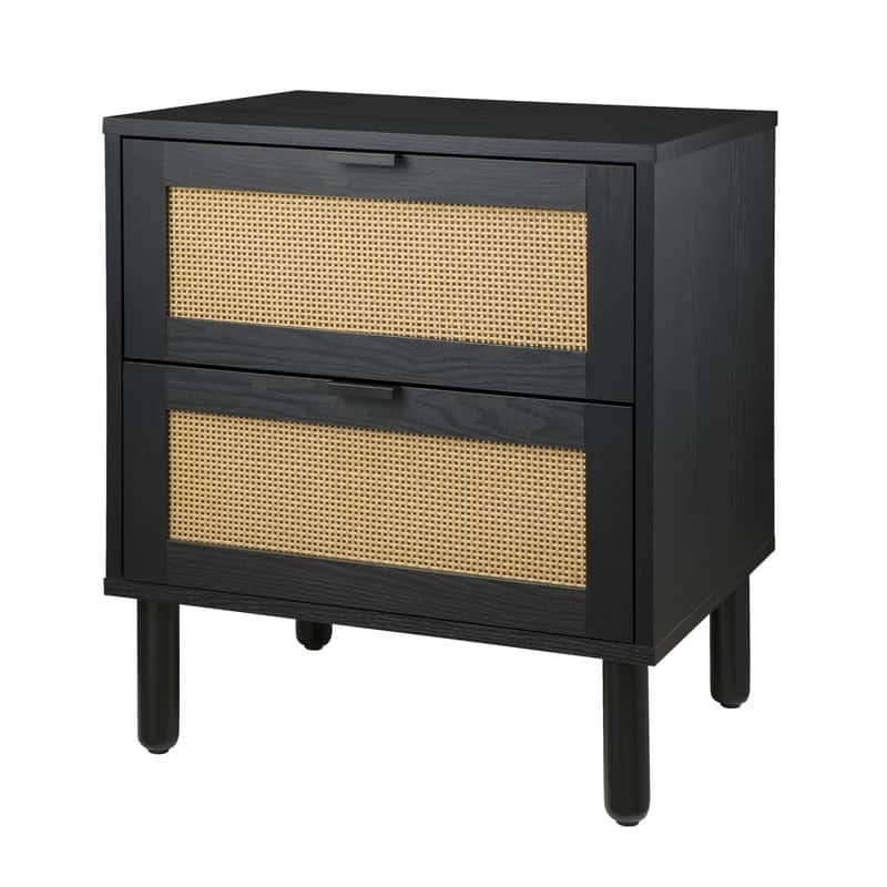 Orre Brown and Black Nightstand 2 Drawers