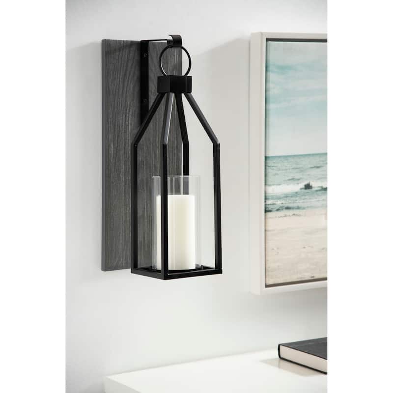 Kate and Laurel Oakly Wood and Metal Wall Sconce Candle Holder - 7x19